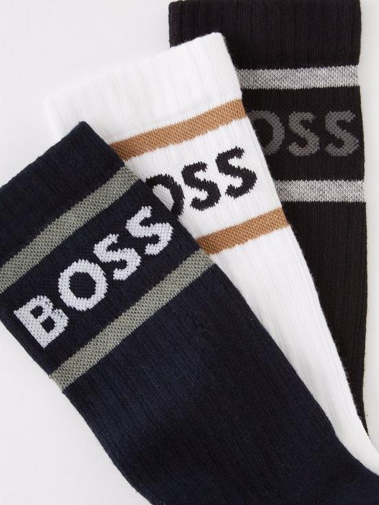 stillFront image of boss-bodywear-3-pack-ribbed-stripe-socks-multi