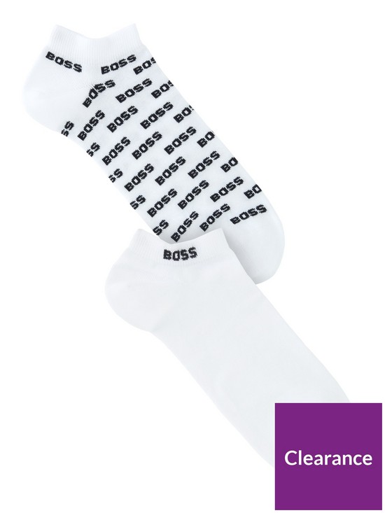 front image of boss-bodywear-2-pack-printplain-trainer-sock