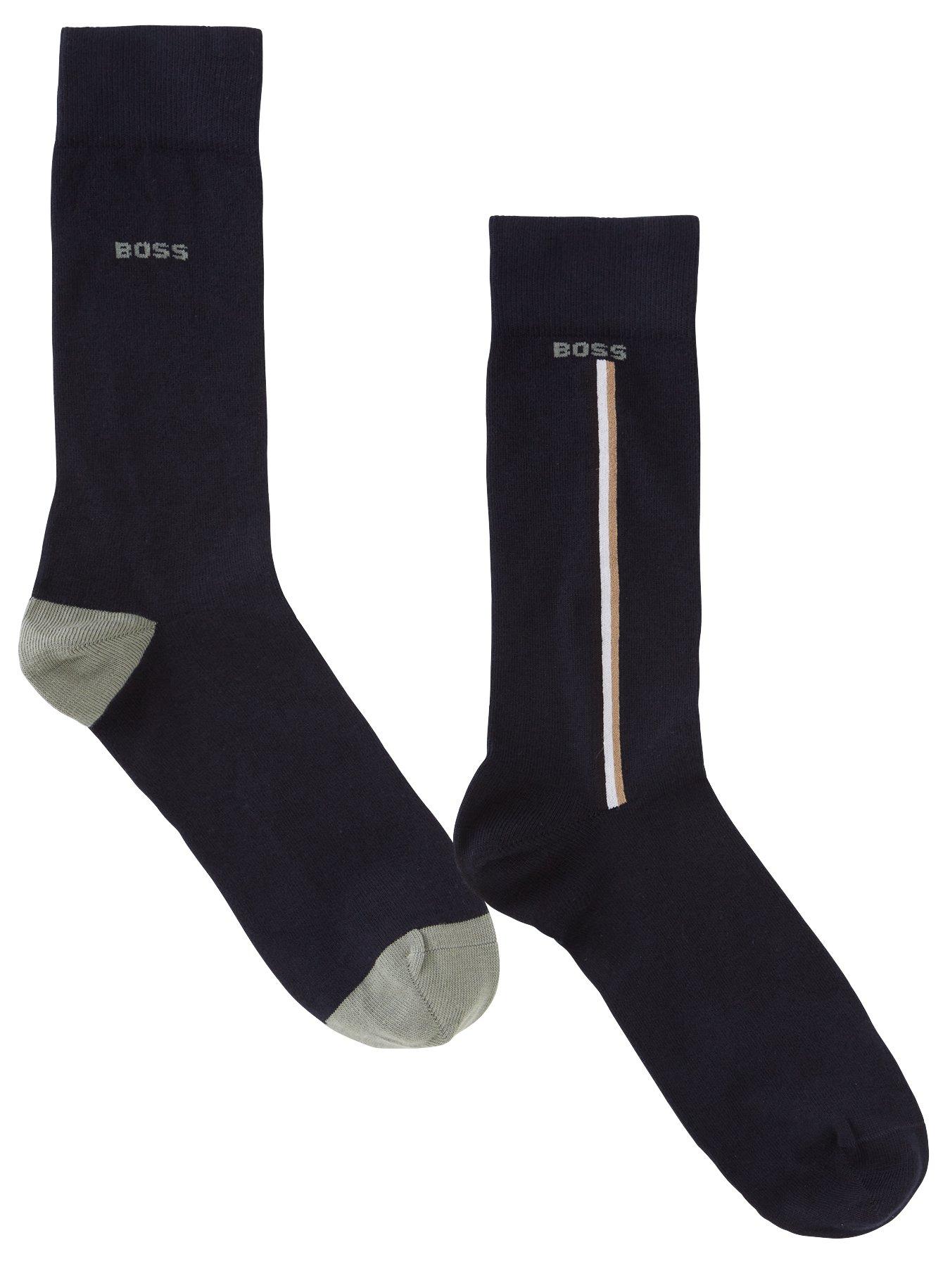 front image of boss-bodywear-2-pack-iconic-sock-dark-blue