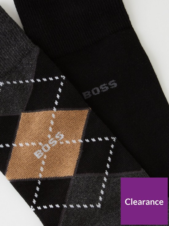 stillFront image of boss-bodywear-2-pack-argyle-sock-dark-grey