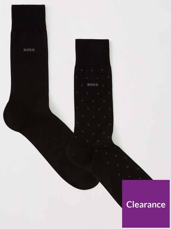 front image of boss-bodywear-2-pack-dot-socks-black