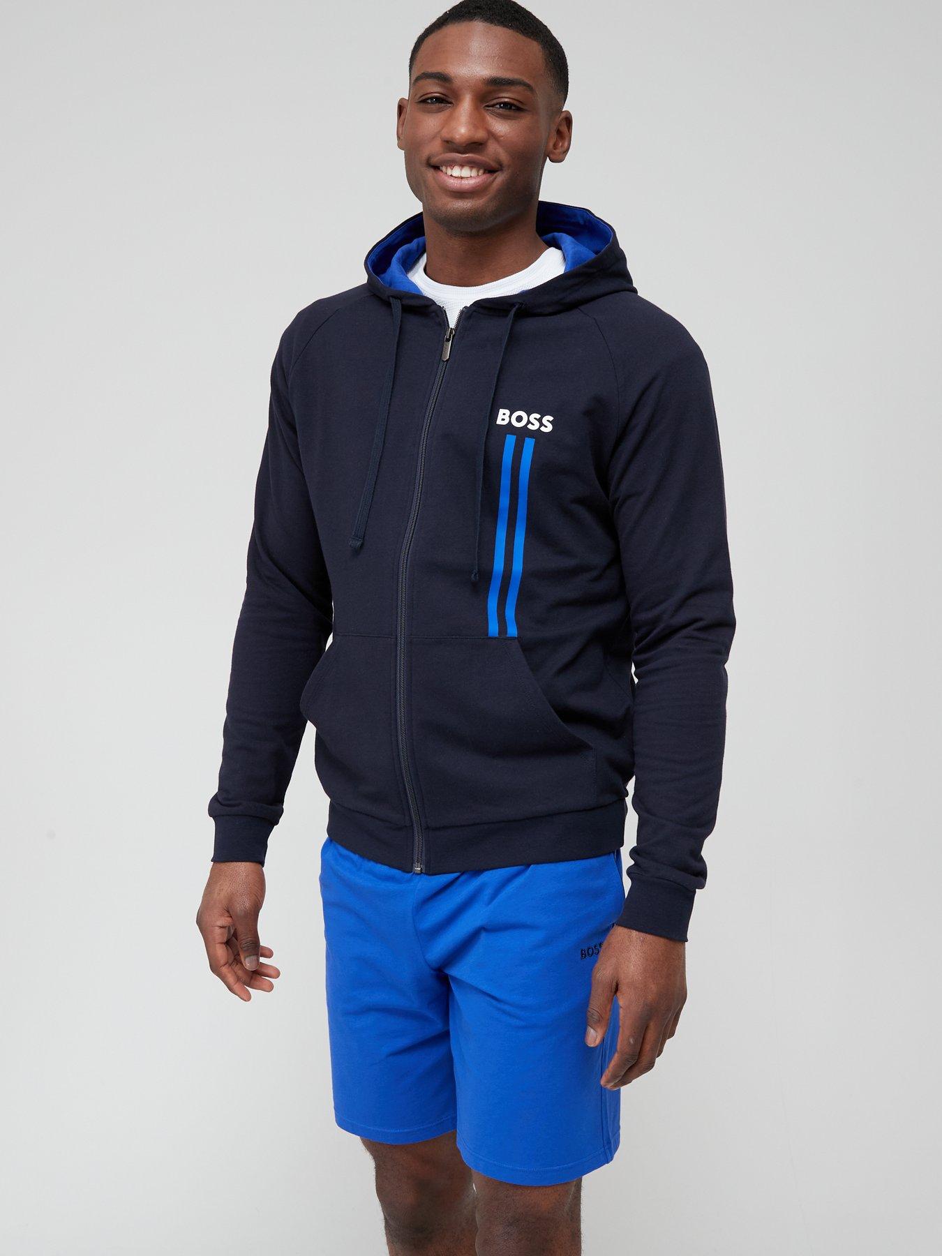  image of boss-bodywear-authentic-hooded-lounge-top-dark-navy