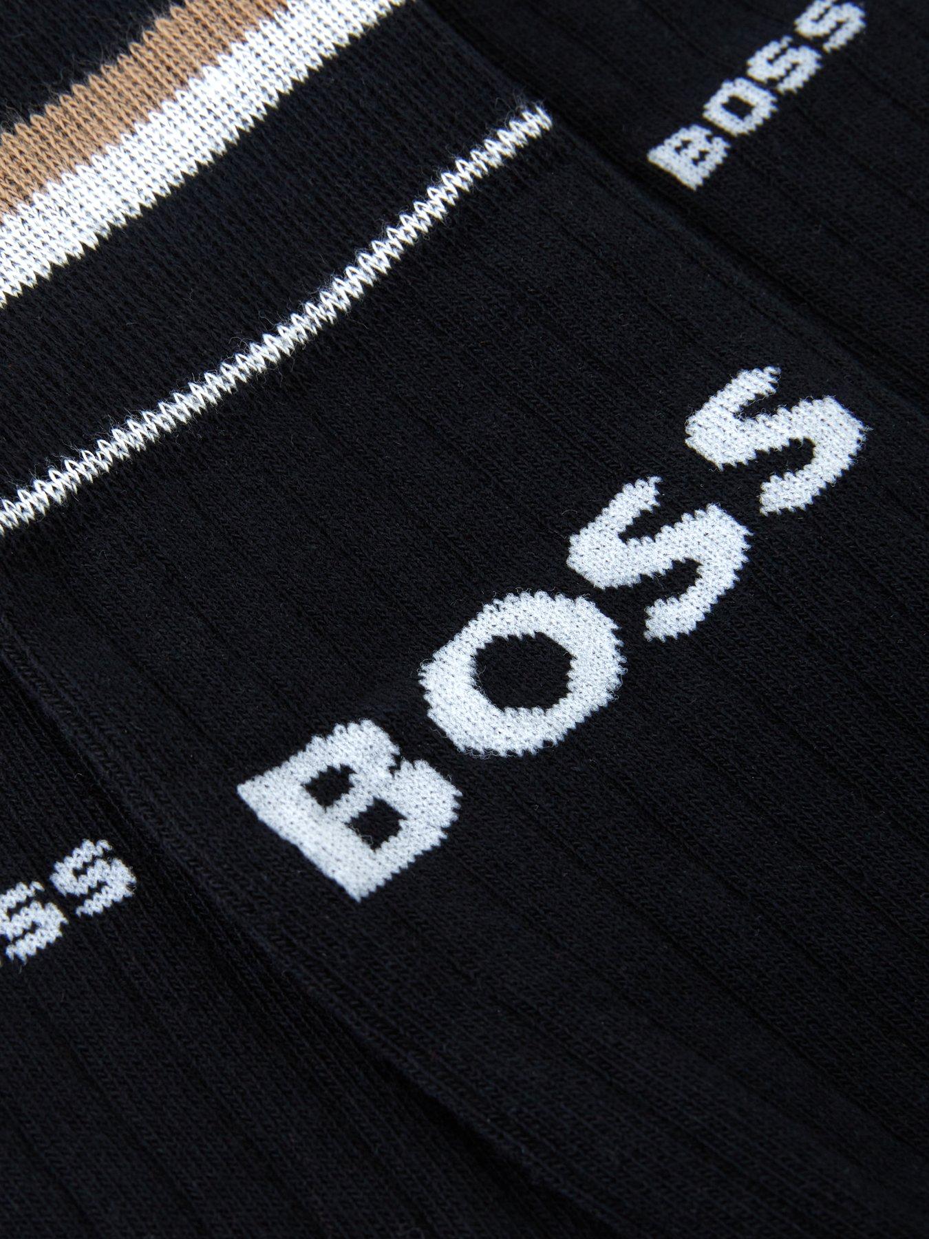  image of boss-bodywear-3-pack-rib-iconic-socks-black