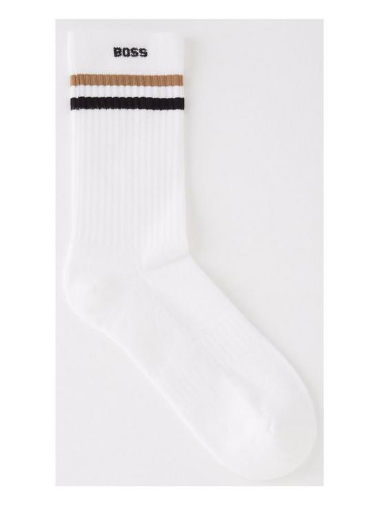 front image of boss-bodywear-ribbed-iconic-socks-white
