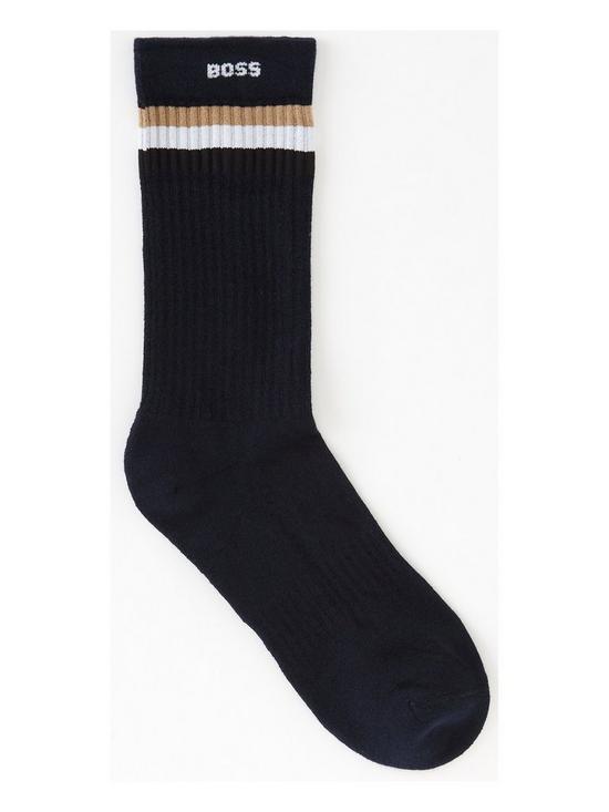 front image of boss-bodywear-ribbed-iconic-sock-dark-blue