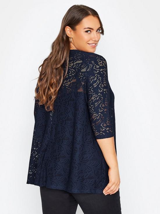 stillFront image of yours-34-sleeve-textured-top-blue
