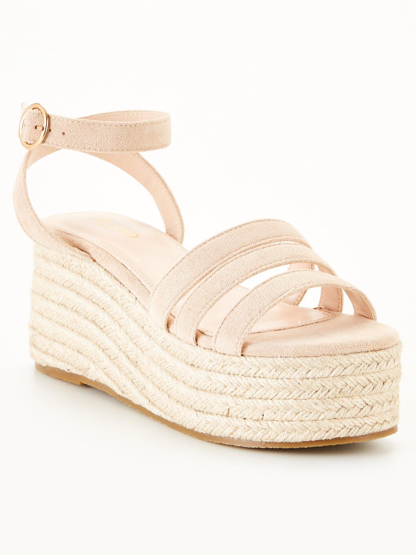 Wide best sale nude wedges