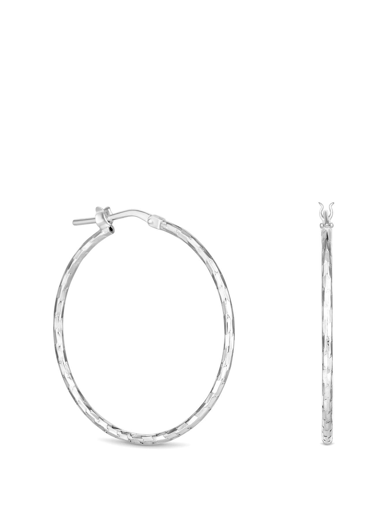  image of simply-silver-sterling-silver-925-fine-diamond-cut-hoop-earrings