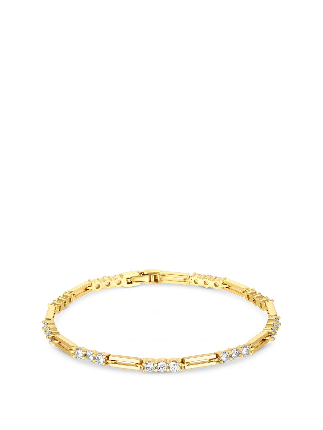 Jon Richard Gold Plated Triple Crystal Stone And Fine Link Bracelet