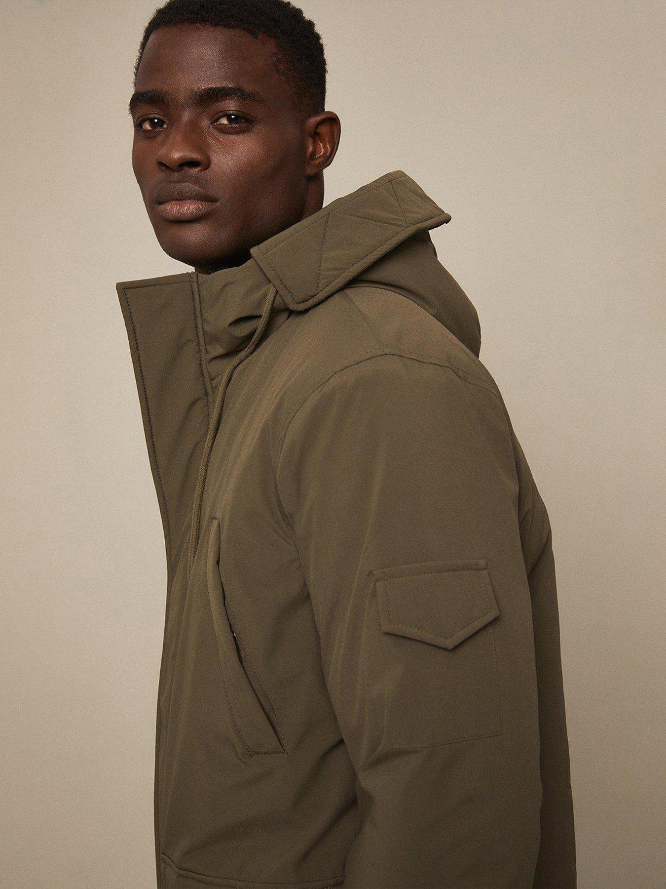  image of burton-menswear-london-hooded-padded-parka-coat-khakinbsp