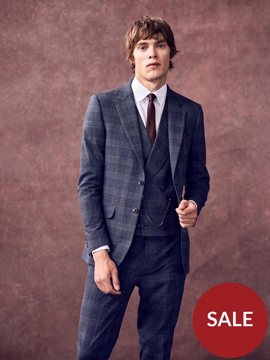 front image of burton-menswear-london-skinny-fit-check-suit-jacket-multi