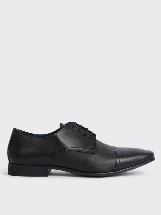 front image of burton-menswear-london-leather-cap-toe-derby-shoes-blacknbsp