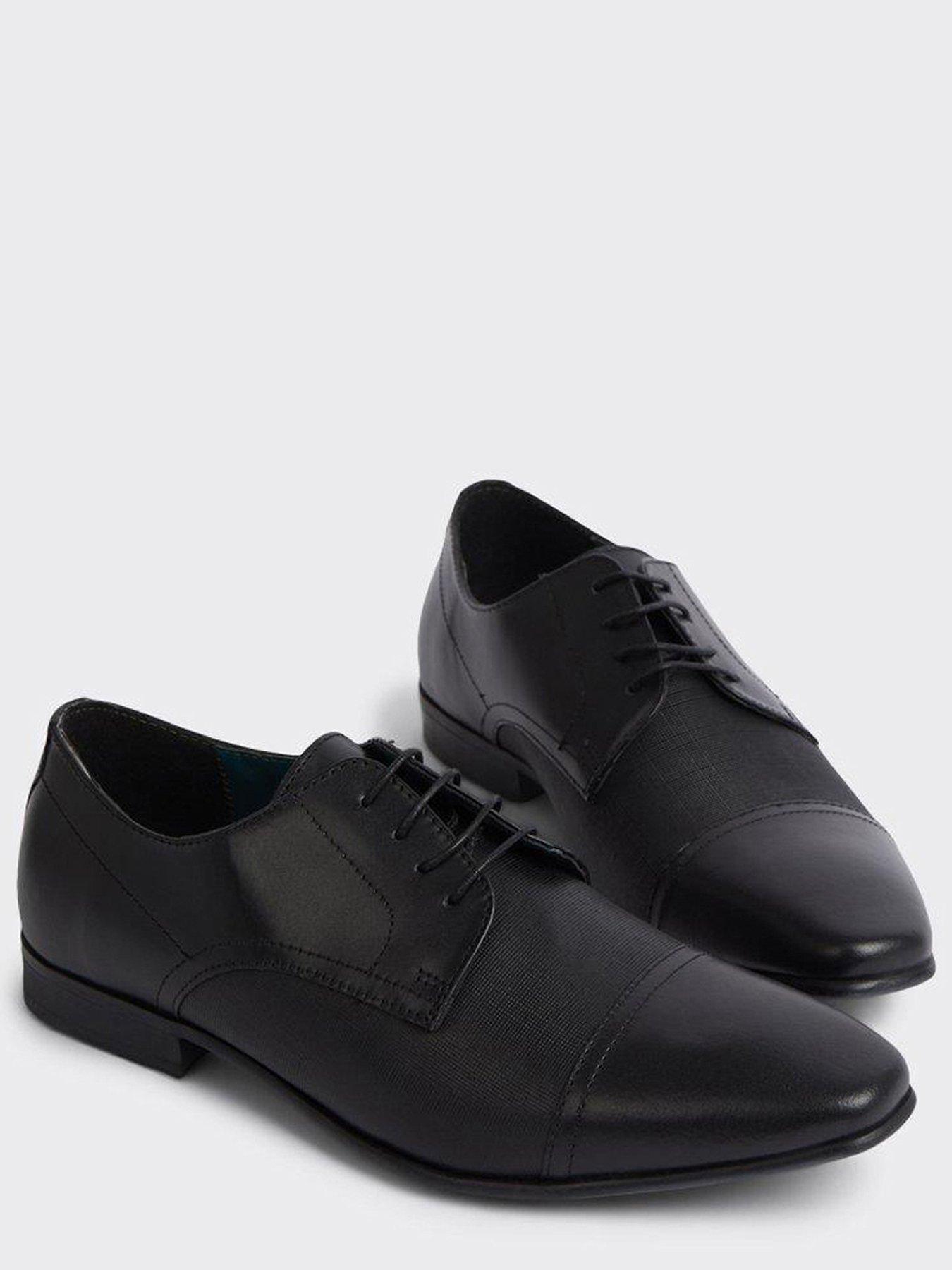 image of burton-menswear-london-leather-cap-toe-derby-shoes-blacknbsp