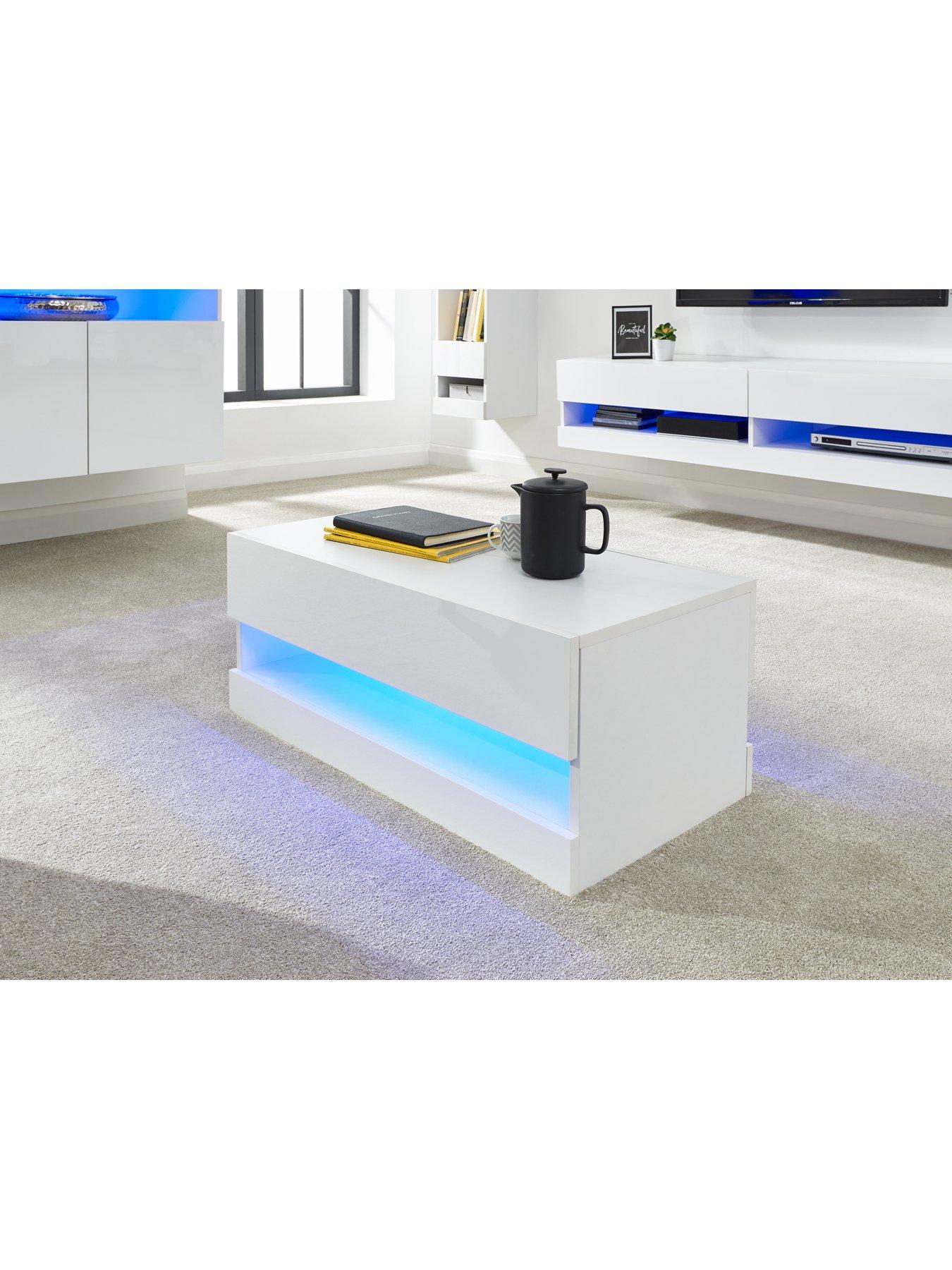 undefined Galicia Compact Coffee Table with LED Light - White