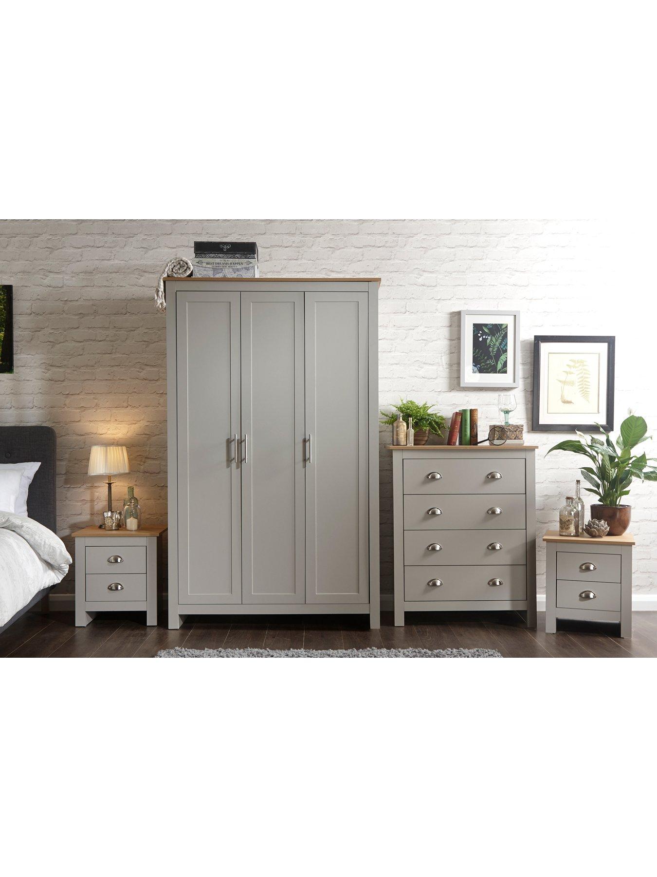 Image 1 of 6 of GFW Lancaster 4 Piece Package - 3 Door Wardrobe, 4 Drawer Chest and 2 Bedside Chests