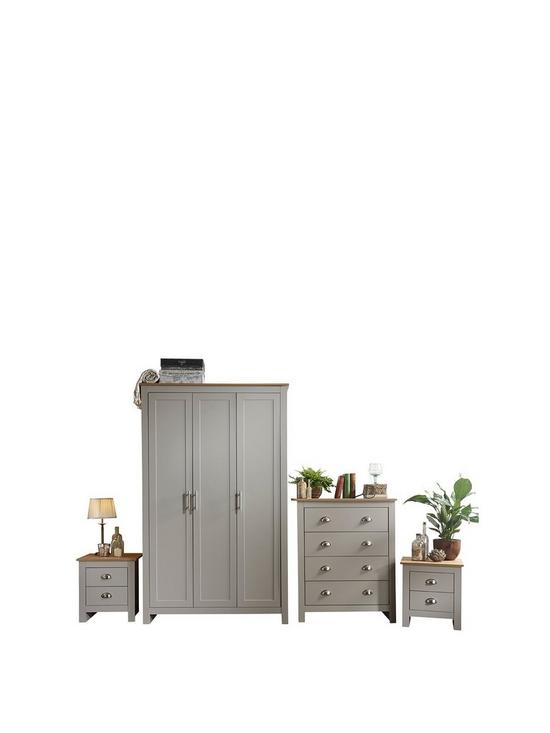 front image of gfw-lancaster-4-piece-package-3-door-wardrobe-4-drawer-chest-and-2-bedside-chests