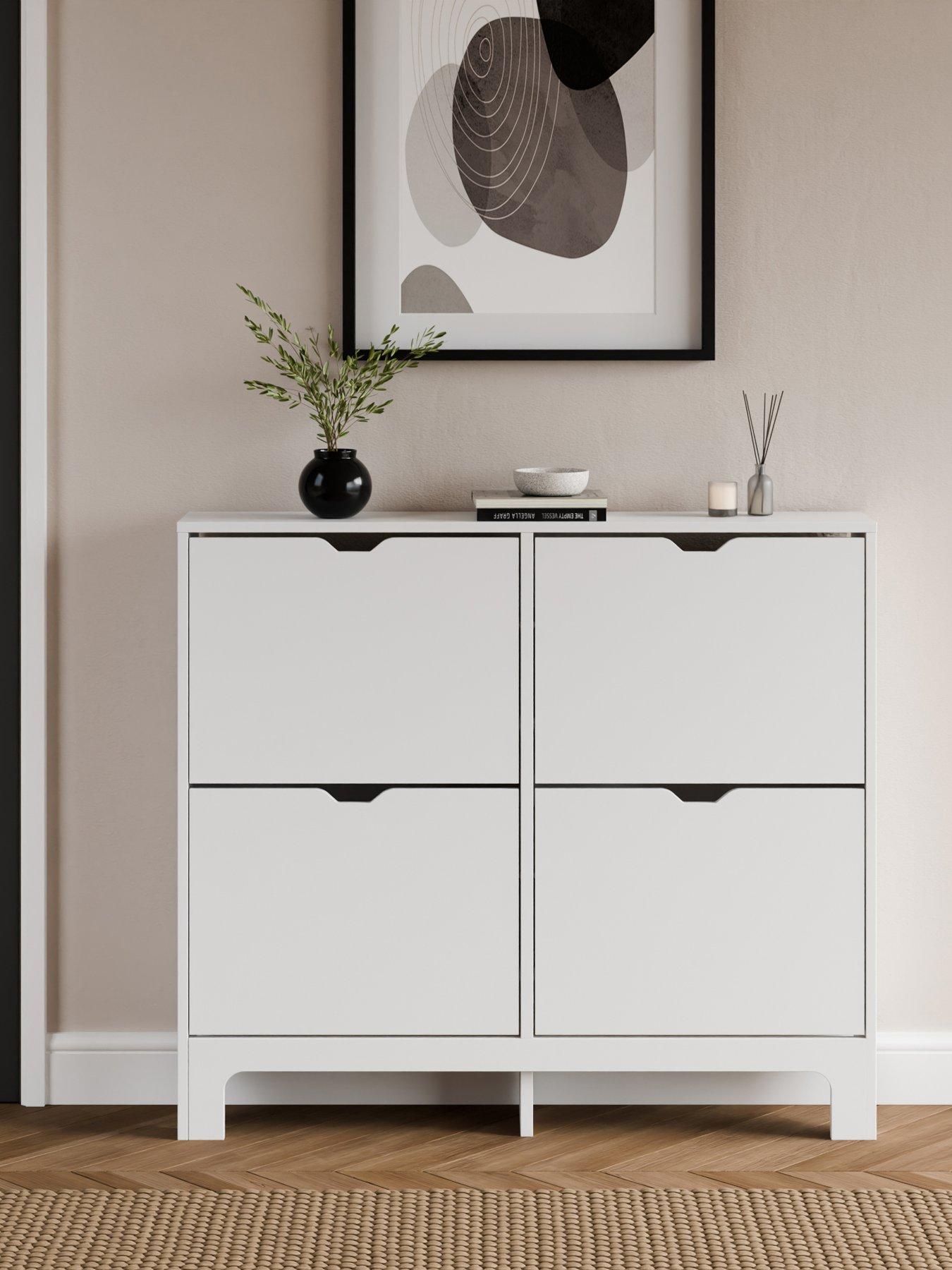 GFW Narrow 4 Drawer Shoe Cabinet - White