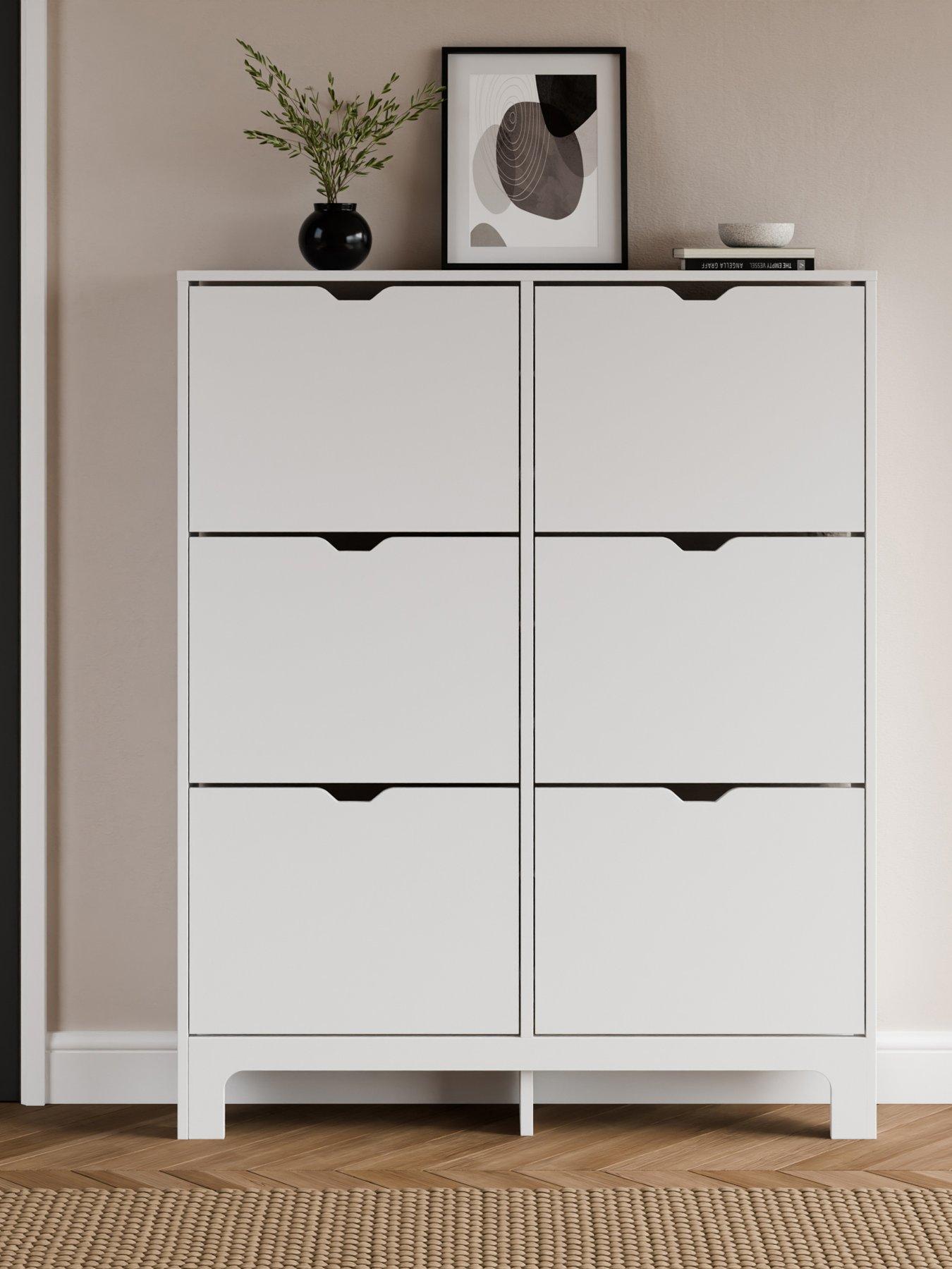 GFW Narrow 6 Drawer Shoe Cabinet - White