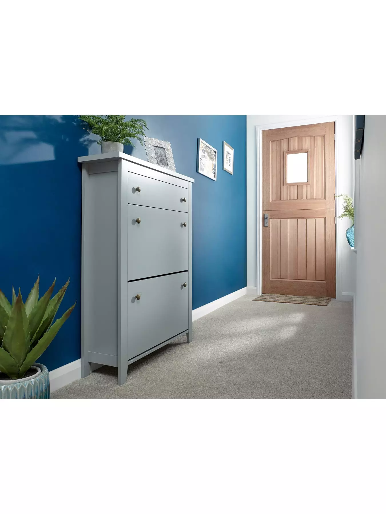 Lilsbury Grey Shoe Storage Cabinet, Home Furniture