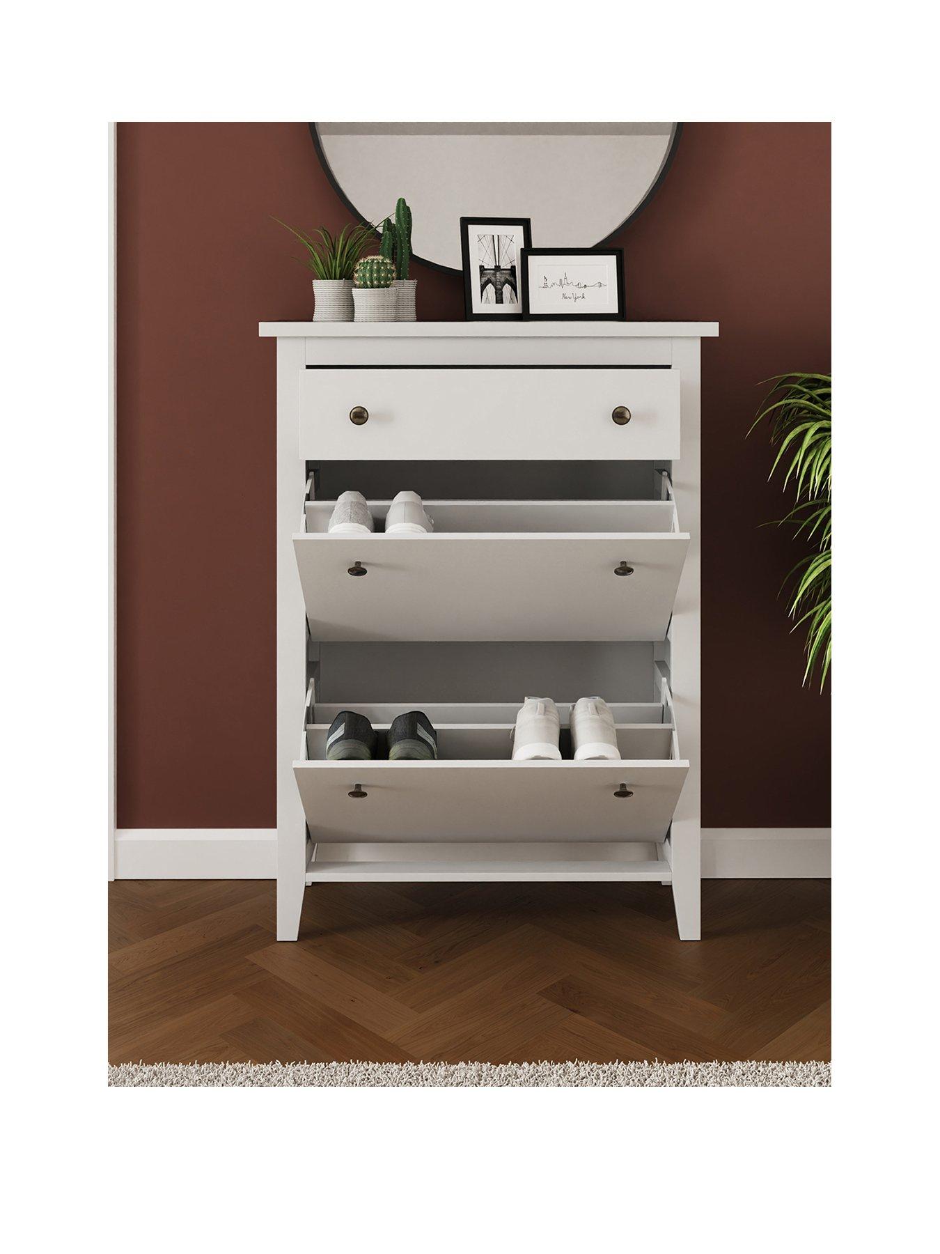 Image 2 of 7 of GFW Deluxe 2 Tier Shoe Cabinet - White