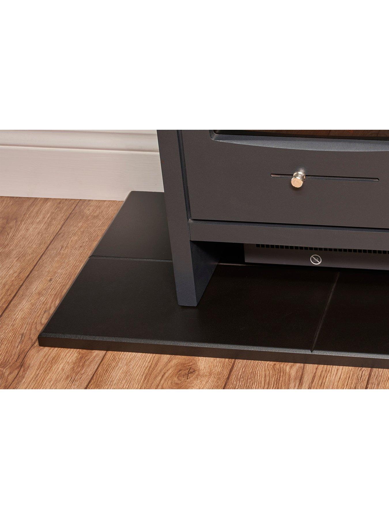  image of adam-fires-fireplaces-adam-oak-beam-hearth-amp-stove-pipe-with-bergen-stove-in-charcoal-grey