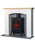  image of adam-fires-fireplaces-adam-huxley-in-pure-white-grey-with-sureflame-ripon-electric-stove-in-black-39-inch