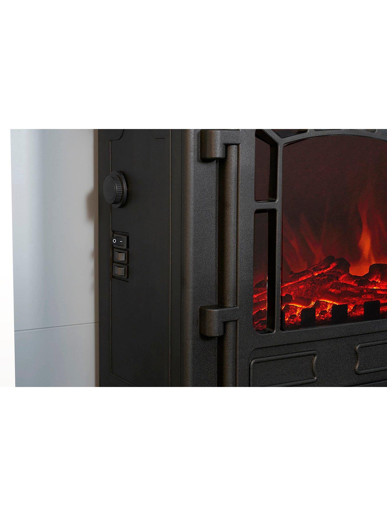 Image 4 of 6 of Adam Fires & Fireplaces Adam Huxley in Pure White &amp; Grey with Sureflame Ripon Electric Stove in Black, 39 Inch