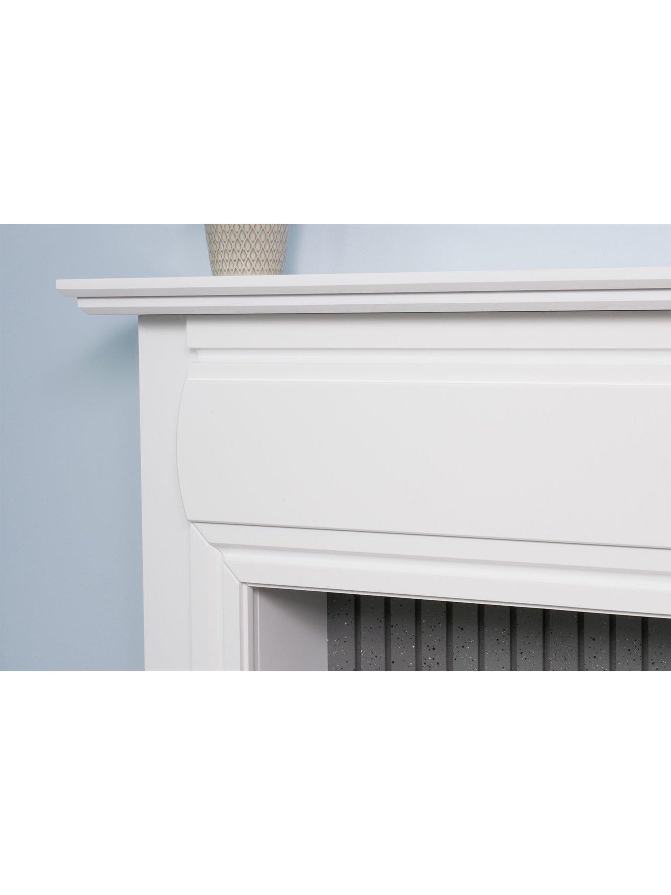 Image 3 of 6 of Adam Fires & Fireplaces Adam Florence Stove Fireplace in Pure White with Aviemore Electric Stove in White Enamel, 48 Inch