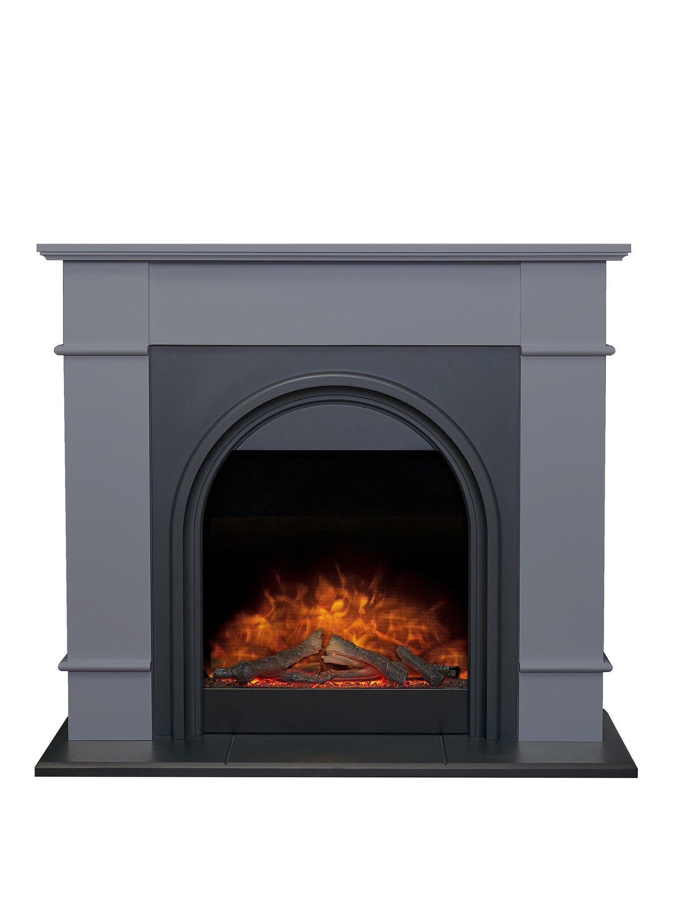 undefined Adam Chesterfield Electric Fireplace Suite in Grey  &  Charcoal Grey, 44 Inch