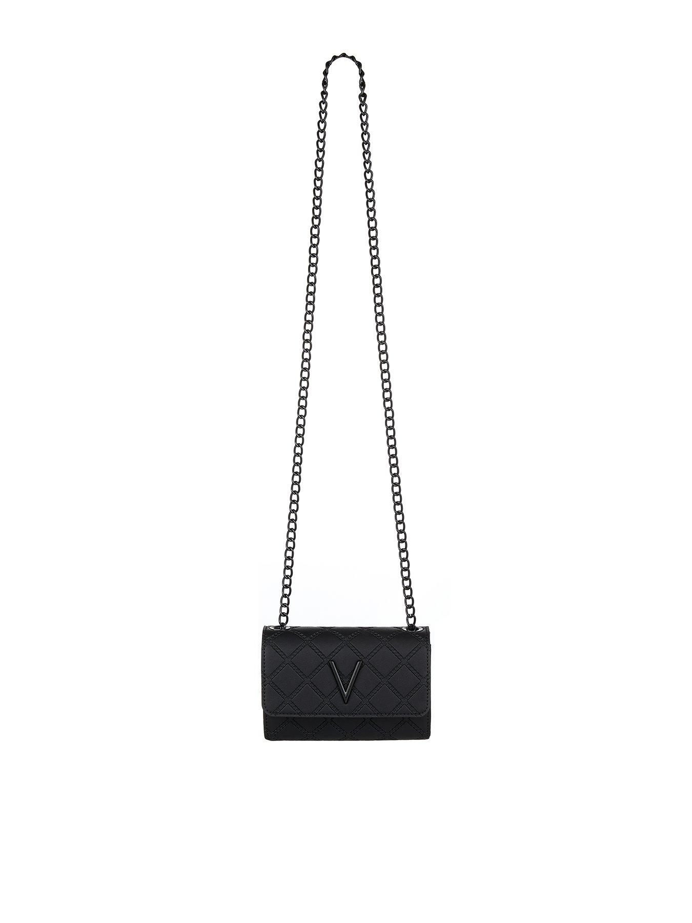 Valentino Bags Alexia metal logo strap cross body bag in black