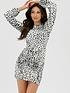  image of michelle-keegan-ruched-detail-mini-dress-mono