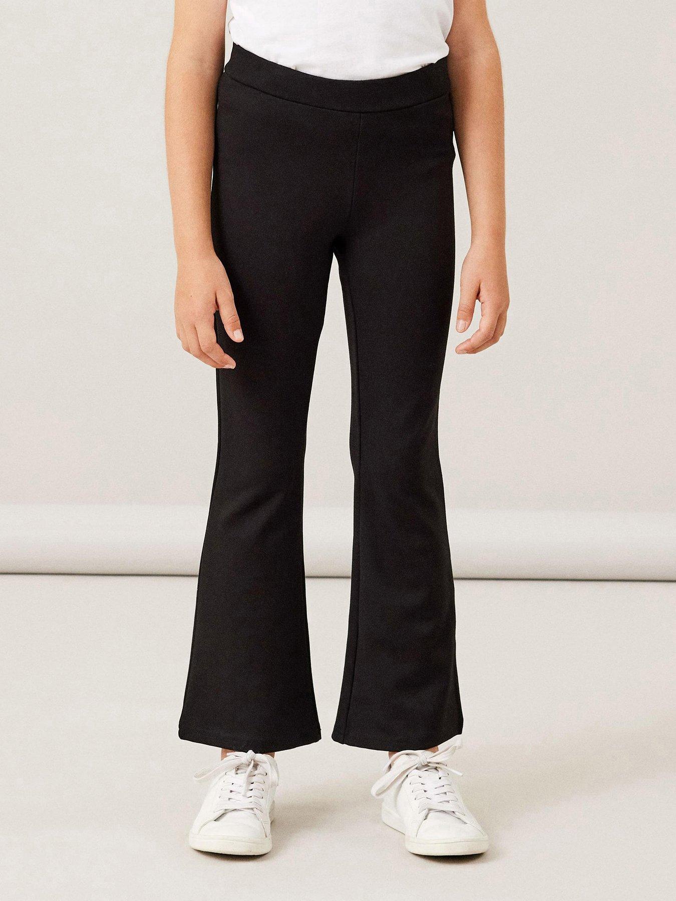 Girls Black Jersey Flared Trousers