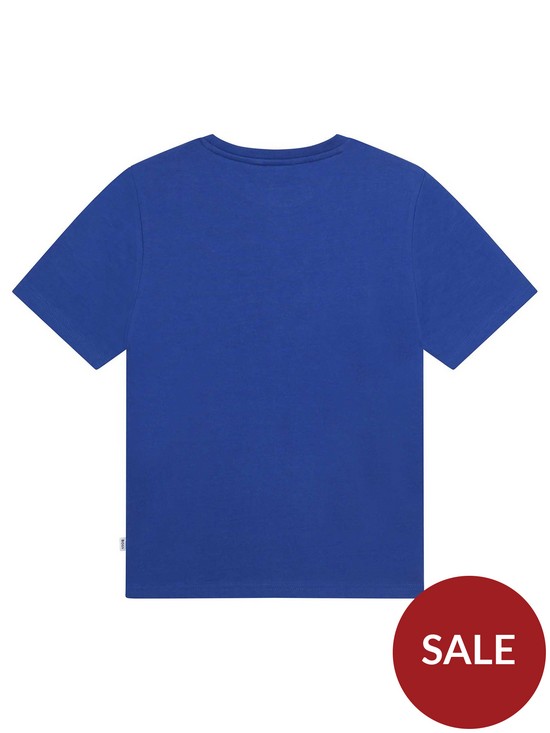back image of boss-boys-gradient-logo-t-shirt-splash-blue