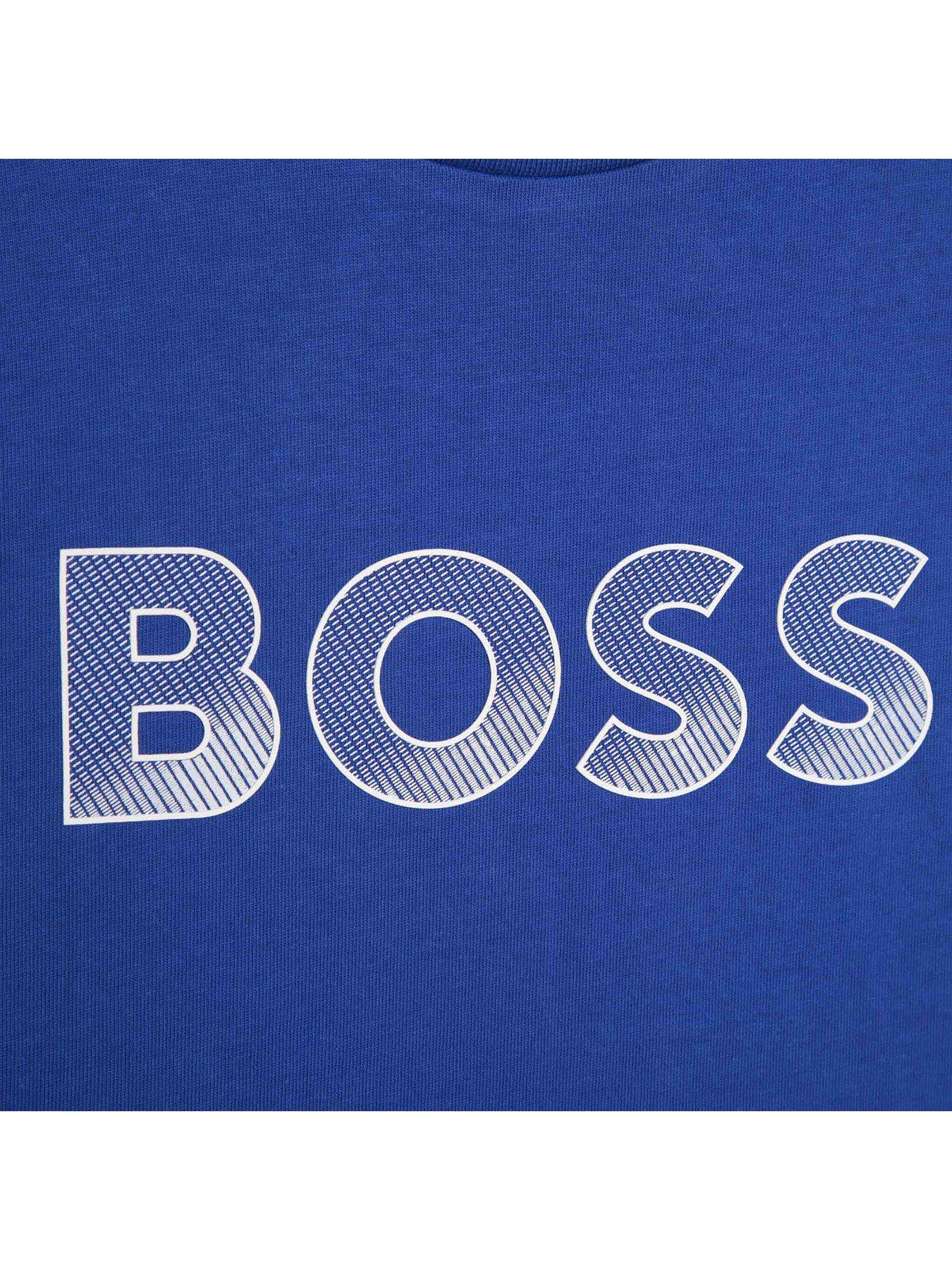  image of boss-boys-gradient-logo-t-shirt-splash-blue