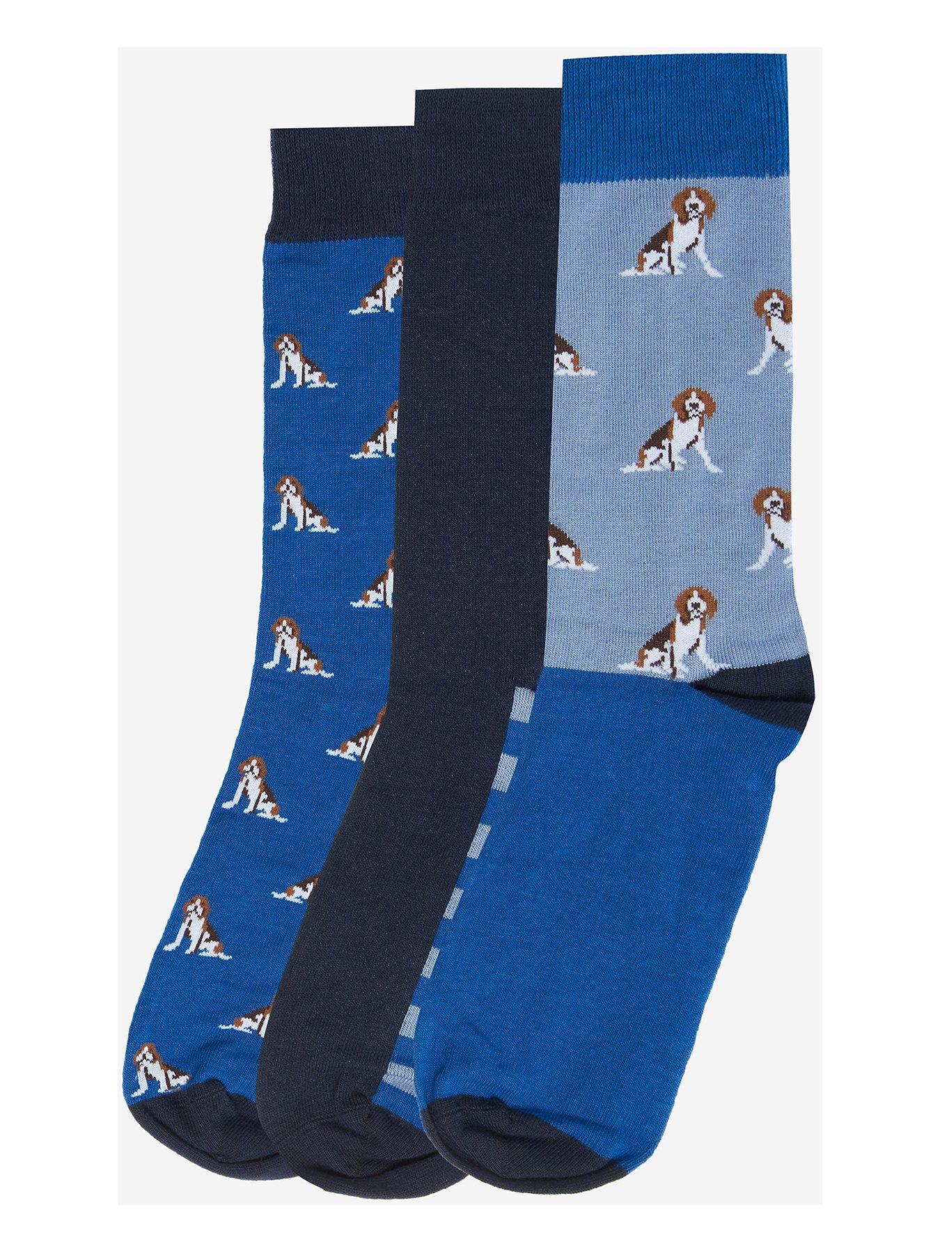 barbour-3-pack-beagle-dog-crew-socks-set-blue
