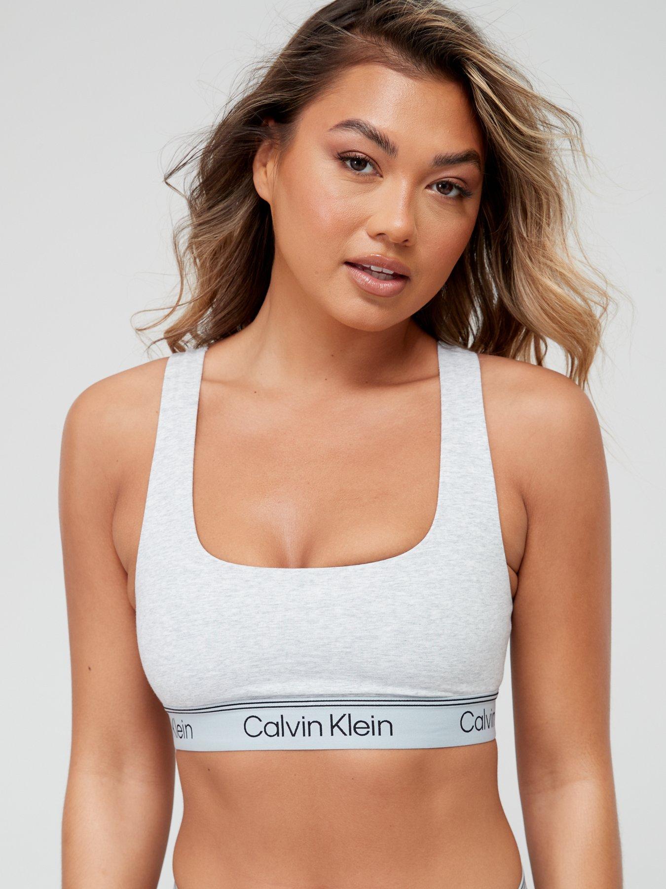 Calvin Klein Athletic Cotton Unlined Bralette - Grey