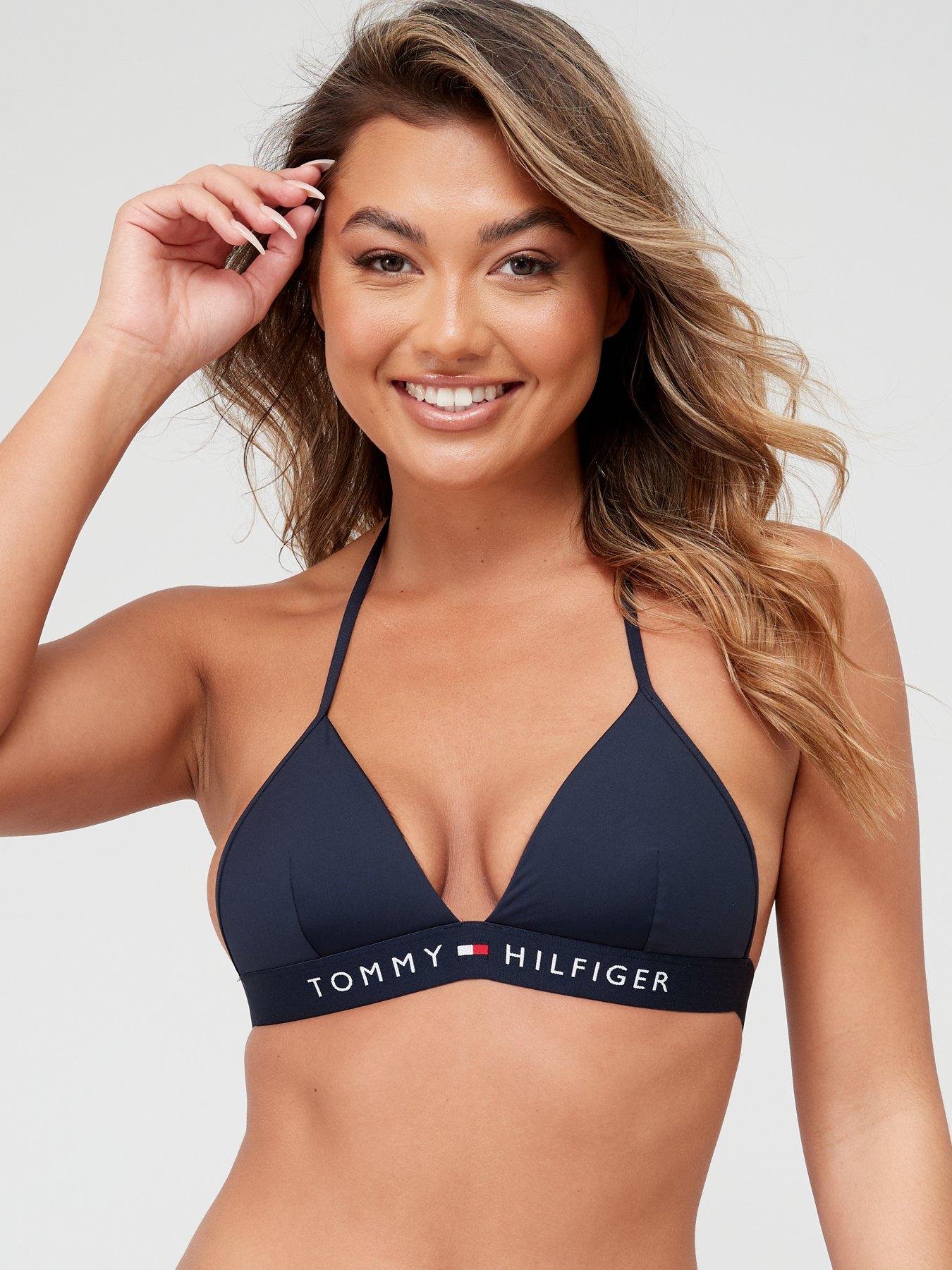  image of tommy-hilfiger-original-triangle-fixed-bikini-top-navy