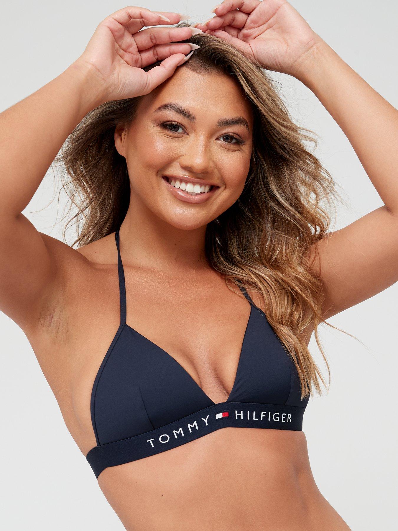  image of tommy-hilfiger-original-triangle-fixed-bikini-top-navy