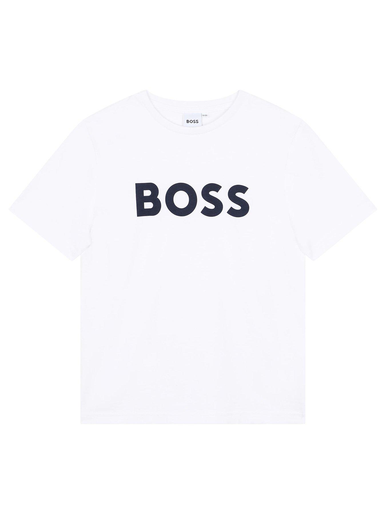 BOSS Boys Short Sleeve Large Logo T-shirt - White