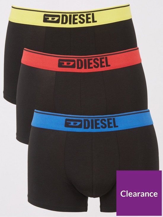 front image of diesel-logo-waistband-3-pack-boxer-briefs-multi