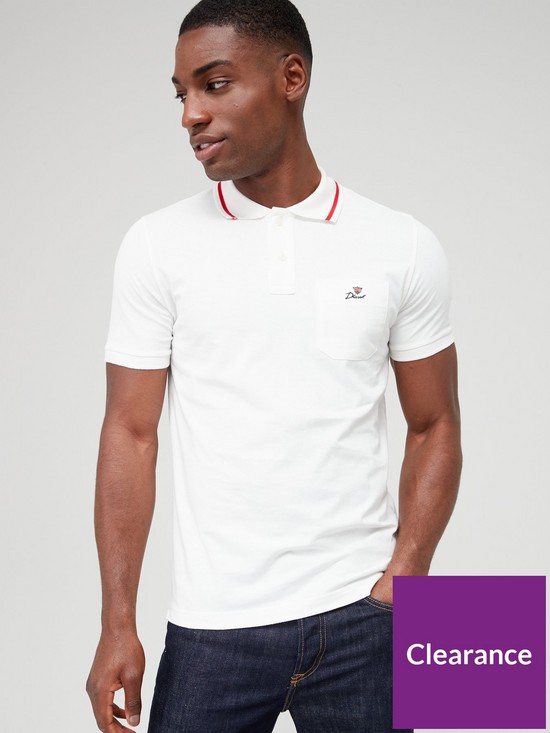 front image of diesel-smith-tipped-small-logo-polo-shirt-white