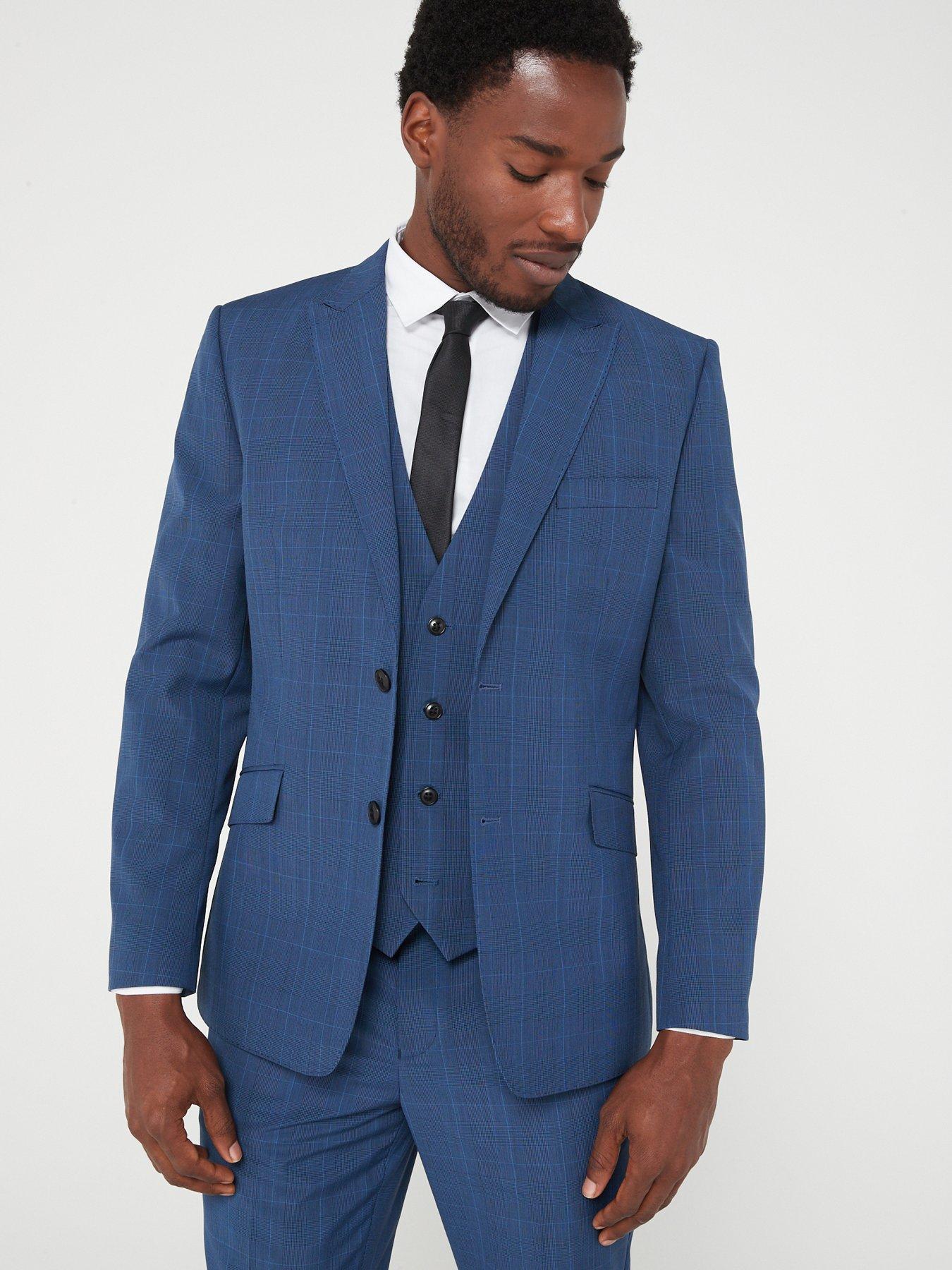Peter Werth X Very Slim Fit Check Suit Jacket - Navy