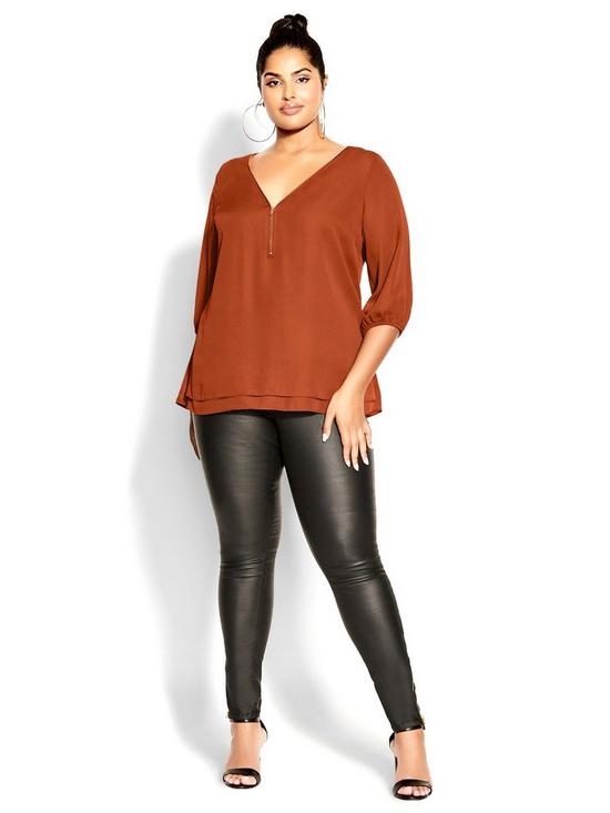 front image of city-chic-sexy-fling-elbow-sleeve-top-orange