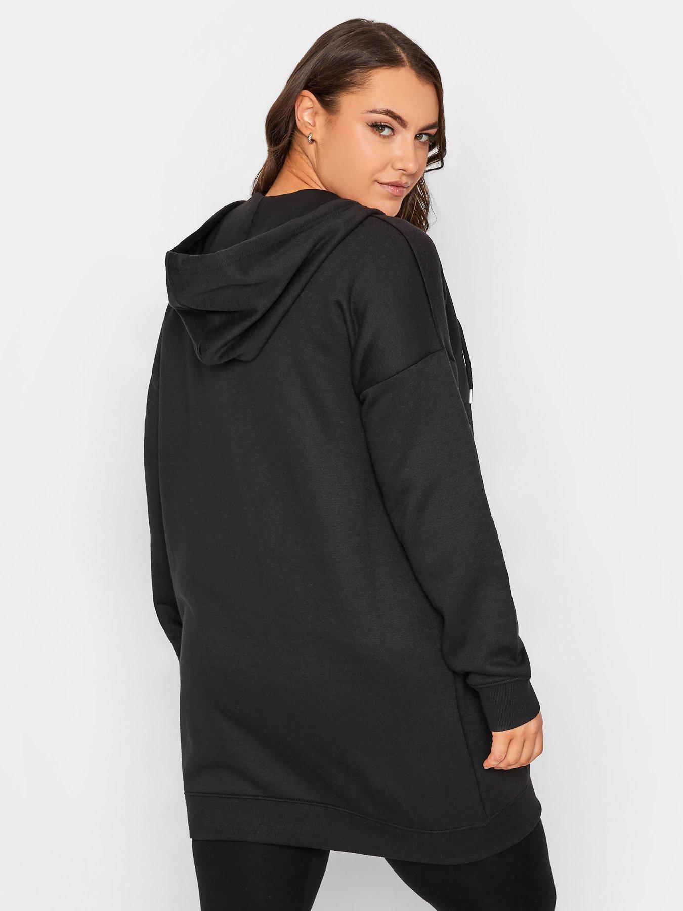  image of yours-longline-zip-throughnbsphoodie--nbspblack
