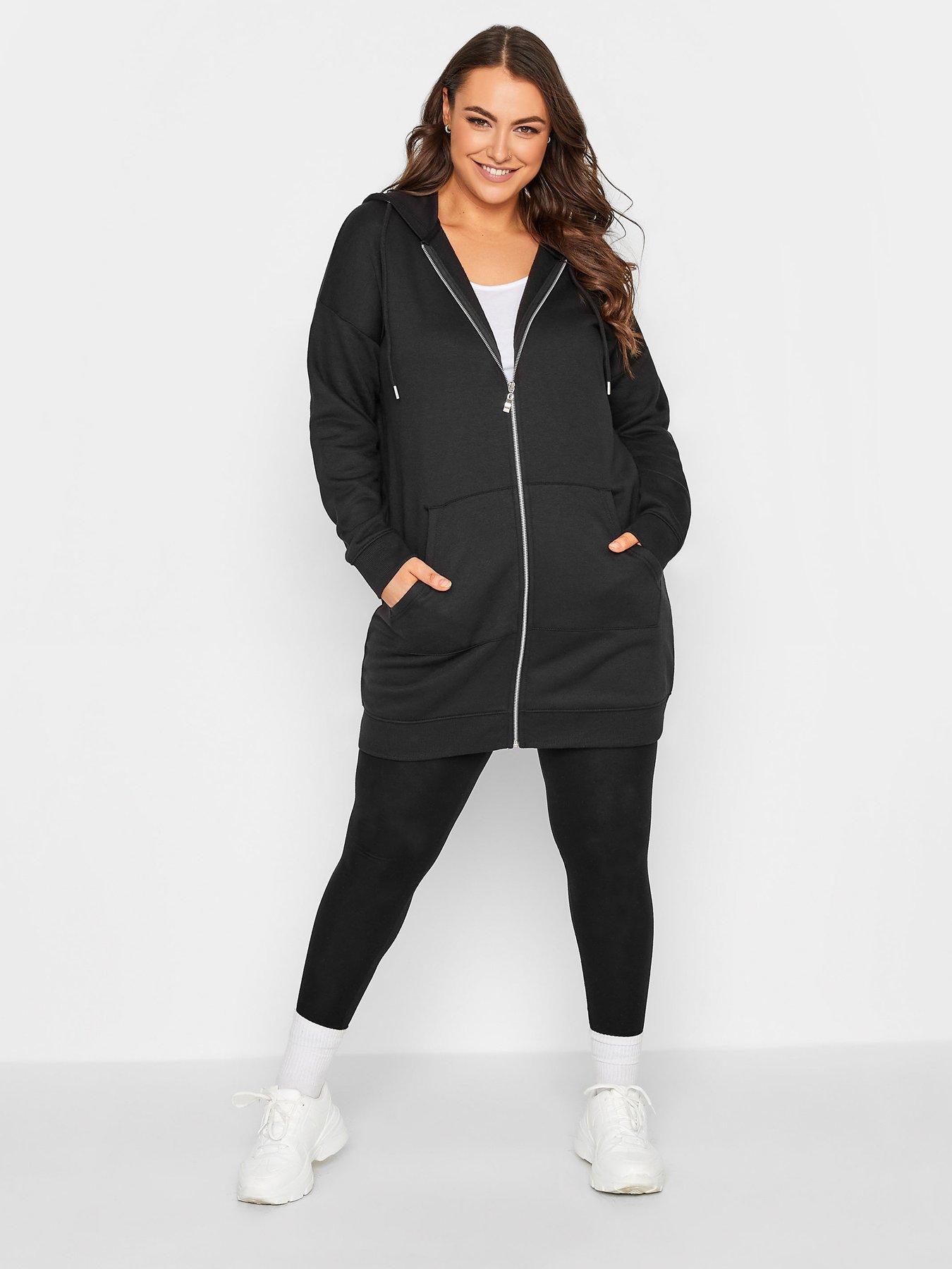 Image 3 of 4 of Yours Longline Zip Through&nbsp;Hoodie -&nbsp;Black