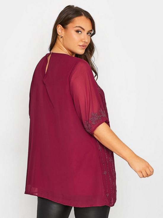 stillFront image of yours-luxe-sweetheart-embellished-top-red