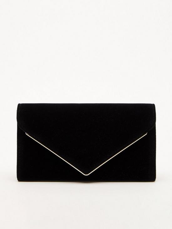 front image of quiz-velvet-envelope-clutch-bag