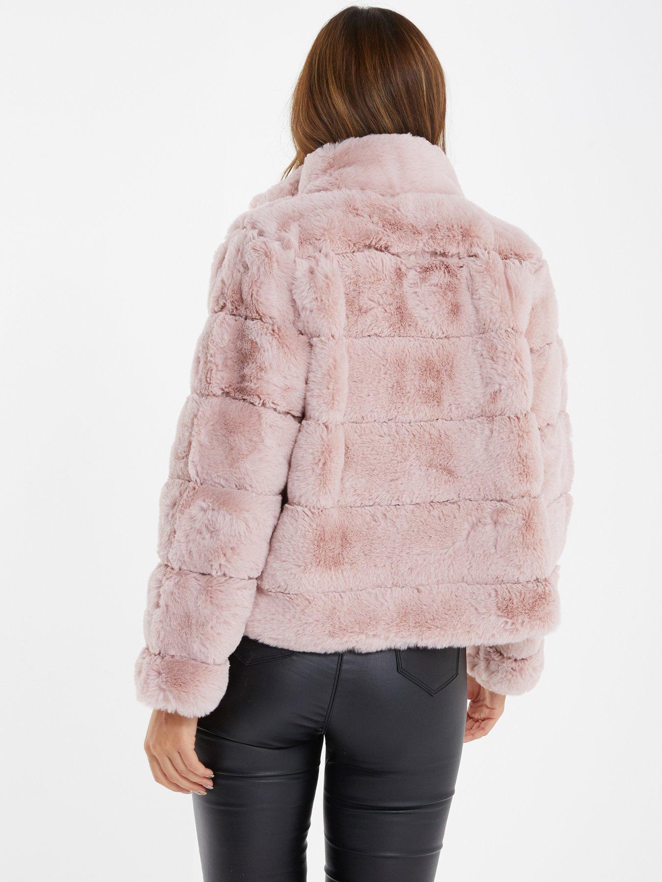 Short pink fur on sale coat