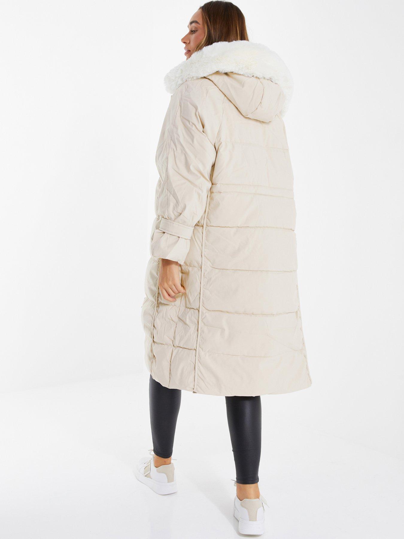  image of quiz-longline-padded-coat-cream