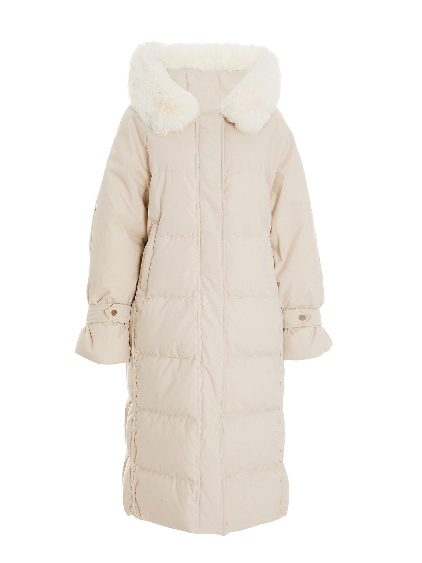  image of quiz-longline-padded-coat-cream